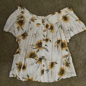 maurice’s off the shoulder sunflower blouse